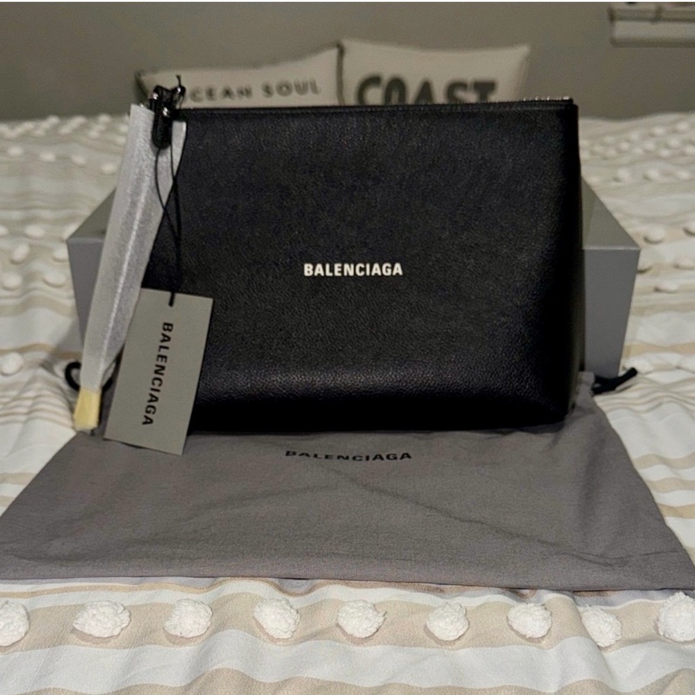 Balenciaga Black Leather Pouch
